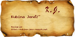 Kubina Jenő névjegykártya